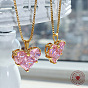 Sparkling Pink CZ Heart Fairy Jewelry Set - Non-Fading Copper Earrings, Necklace & Pendant for Sweet and Cool Girls