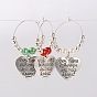 Corazón del estilo tibetano con la palabra siempre estás en mi corazón vino encantos de vidrio, plata antigua, 46 mm, pin: 0.7 mm