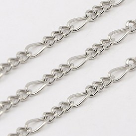 304 Stainless Steel Figaro Chains, Decorative Chains, Unwelded, 3.5x2mm