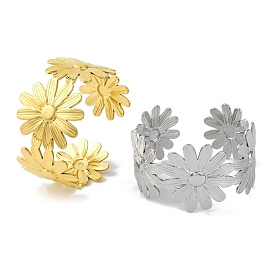 Flower 304 Stainless Steel Bangles for Women