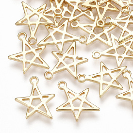 Brass Charms, Star, Real 18K Gold Plated