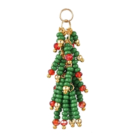 Подвески из стеклянных бусинок на елку, с золотой латунной петлей