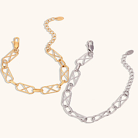 Bracelet à chaîne géométrique entrelacée - bijoux minimalistes uniques en acier inoxydable plaqué or