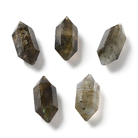 Natural Labradorite Double Terminated Pointed Beads, No Hole, Faceted, Bullet