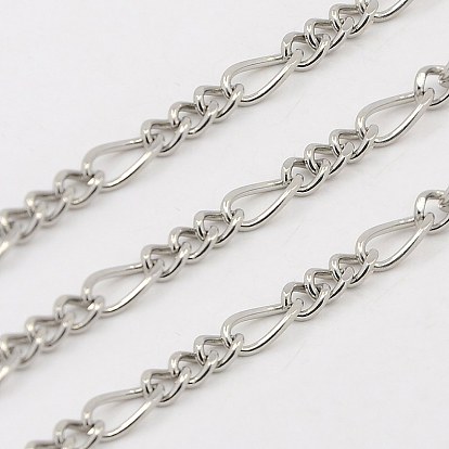 304 Stainless Steel Figaro Chains, Decorative Chains, Unwelded, 3.5x2mm