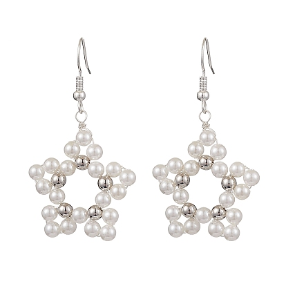 Серьги-подвески из ракушек и жемчуга, с  латунными крючками для серег