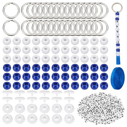 DIY Graduation Season-themed Keychain Making Kit, Including Iron Split Key Rings, Plastic Snap Fasteners, Raincoat Snap Buttons, Acrylic Letter Beads, Polyester Ribbon, Plastic Beads