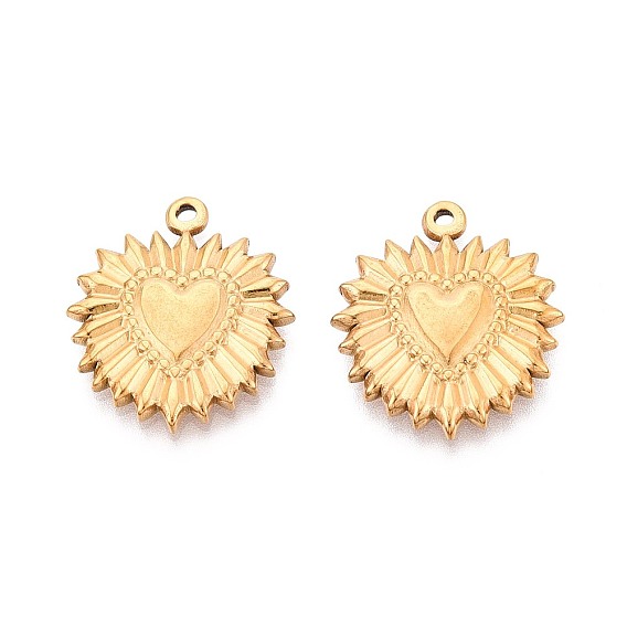 304 подвески из нержавеющей стали, золотые, сердце/плоский круглый с подвеской в виде солнца