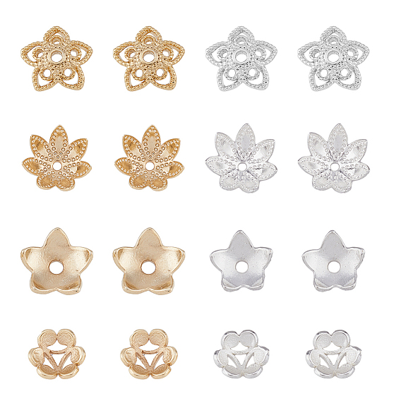 32шт 8 стиль латунный колпачок для бусины, без кадмия и без свинца, долговечный, цветок