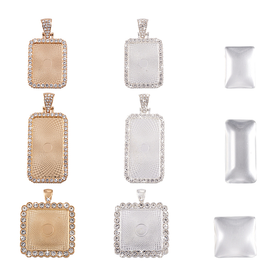 Набор для изготовления подвески с геометрией своими руками, включая прямоугольные и квадратные кабошоны из сплава, Кабошоны из стекла