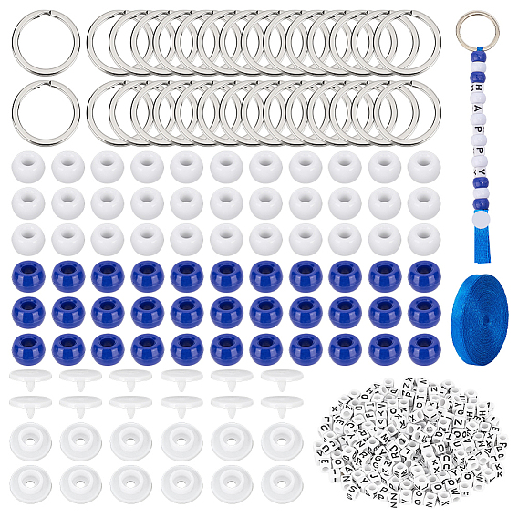 DIY Graduation Season-themed Keychain Making Kit, Including Iron Split Key Rings, Plastic Snap Fasteners, Raincoat Snap Buttons, Acrylic Letter Beads, Polyester Ribbon, Plastic Beads