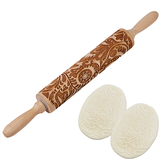 Буковая скалка, валик для выпечки рельефного печенья, кухонный инструмент, снежинка шаблон