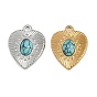 304 подвески из нержавеющей стали с синтетической бирюзой, сердце прелести, ионное покрытие (ip)