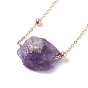 Natural Raw Stone Pendant Necklace for Women, Golden