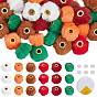 60Pcs 6 Colors Imitation Rabbit Hair European Beads, Large Hole Beads, Rondelle, with 50Pcs Acrylic Bead and 1Roll Elastic Stretch Thread