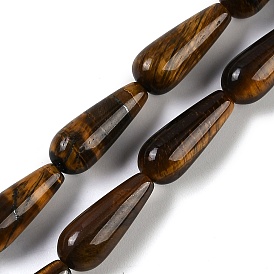 Natural Tiger Eye Beads Strands, Teardrop