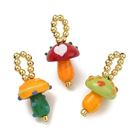Подвески лэмпворк ручной работы, с латунным, долговечный, стойки покрытие, без свинца и без кадмия, грибные прелести, реальный 18 k позолоченный