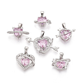 Латунные микро проложить кубического циркония подвески, сердце, платина