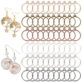 60 шт. 6 цвета сплава открытая задняя часть подвески безель, для diy уф смолы, эпоксидная смола, плоско-круглые