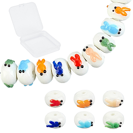 12Pcs 6 Colors Handmade Bumpy Lampwork Beads, Abacus with Goldfish