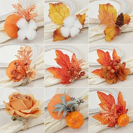 Cloth & Plastic Napkin Rings, Napkin Holder Ornament, Restaurant Dinner Table Accessories, Pumpkin/Maple Leaf
