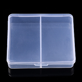 Transparent Plastic Containers, with 2 Compartments, for DIY Art Craft, Nail Diamonds, Bead Storage, Rectangle