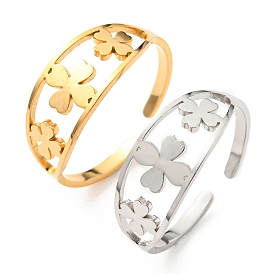 304 Stainless Steel Clover Open Cuff Ring