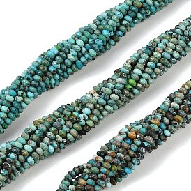 Хубэй природных бирюзовый бисер нитей, граненые, рондель