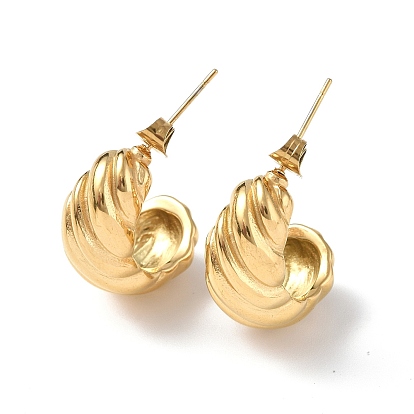 Ion Plating(IP) 304 Stainless Steel Croissant Stud Earrings for Women