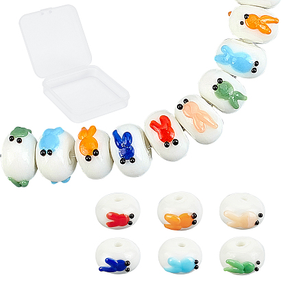 12Pcs 6 Colors Handmade Bumpy Lampwork Beads, Abacus with Goldfish