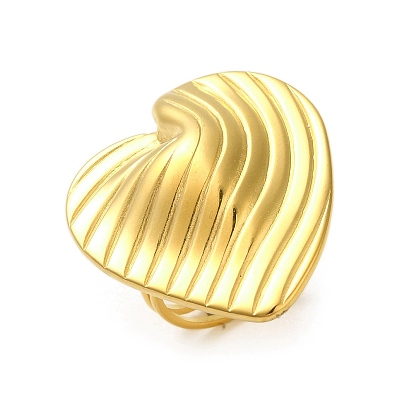 Chapado en iones (ip) 304 anillo de puño abierto de corazón de acero inoxidable para mujer
