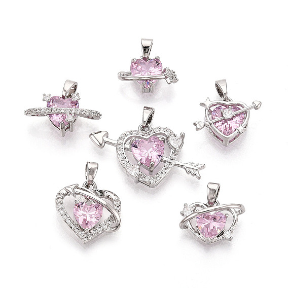 Латунные микро проложить кубического циркония подвески, сердце, платина