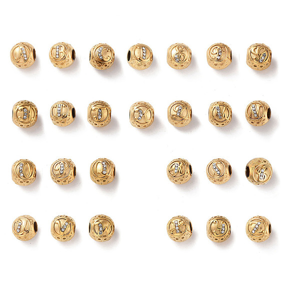 304 горный хрусталь из нержавеющей стали европейские шарики, круглый крупные бусины отверстие, круглый с письмом