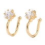 Brass Micro Pave Clear Cubic Zirconia Cuff Earrings, Long-Lasting Plated, Star