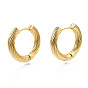 Brass Huggie Hoop Earrings, Nickel Free, Textured Ring Shape
