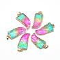 Natural Gemstone Pendants, with Brass Findings, Golden
