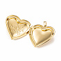 Rack Plating Brass Locket Pendants, Heart with Word I Love You Charm, Cadmium Free & Lead Free, Long-Lasting Plated