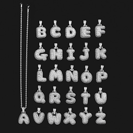 Латунные микропаве прозрачные кубические цирконии массивные инициальные подвески ожерелья, платина