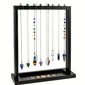 Wooden Dowsing Pendulums Pendant Display Stands, Rectangle, Divination Supplies