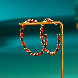 Рождественские серьги-гвоздики из сплава с эмалью в форме буквы С, золотые