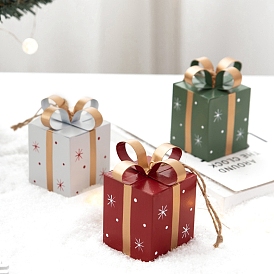 Christmas Iron Gift Box Pendant Decorations, for Christmas Tree Hanging Ornaments