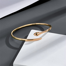 Stunning Copper Plated 14K Gold Snake Bracelet with Sparkling Zirconia Stones for Women