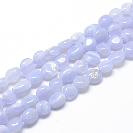 Natural Blue Lace Agate Beads Strands, Oval
