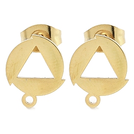 Round with Hollow Triangle Ion Plating(IP) 304 Stainless Steel Stud Earring Findings, with Loop