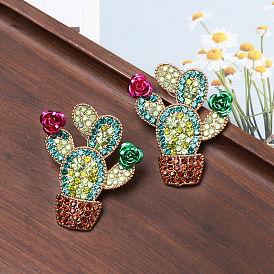 Stylish Cactus Earrings - Long, Trendy, Chic Pendant Ear Jewelry for Women.