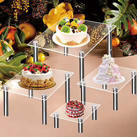 BT094 three-dimensional transparent acrylic cake hand-made square display stand metal bracket table rack