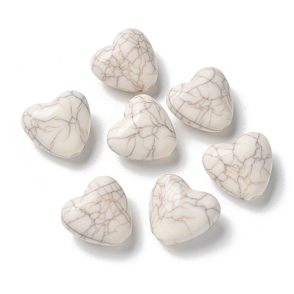 Акриловые бусины, имитация бирюзовый бисер, сердце