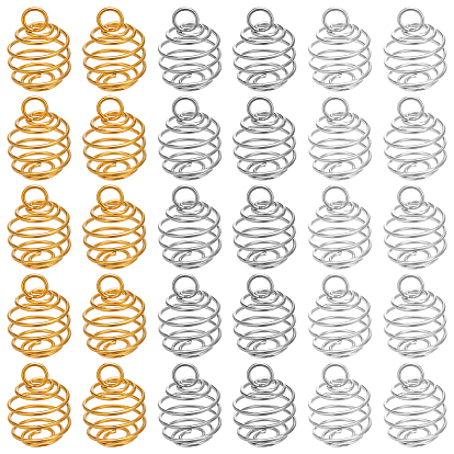 108 шт. 3 цвета нержавеющая сталь спиральные бусины клетка подвески, подвески с полыми весенними шариками