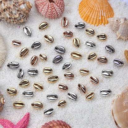 50Pcs 5 Colors Electroplated Shell Beads, Cowrie Shells