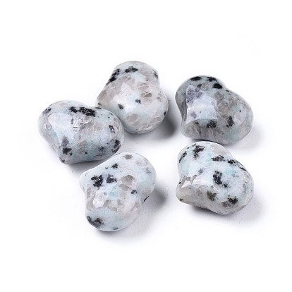 Natural Sesame Jasper/Kiwi Jasper Heart Love Stone, Pocket Palm Stone for Reiki Balancing